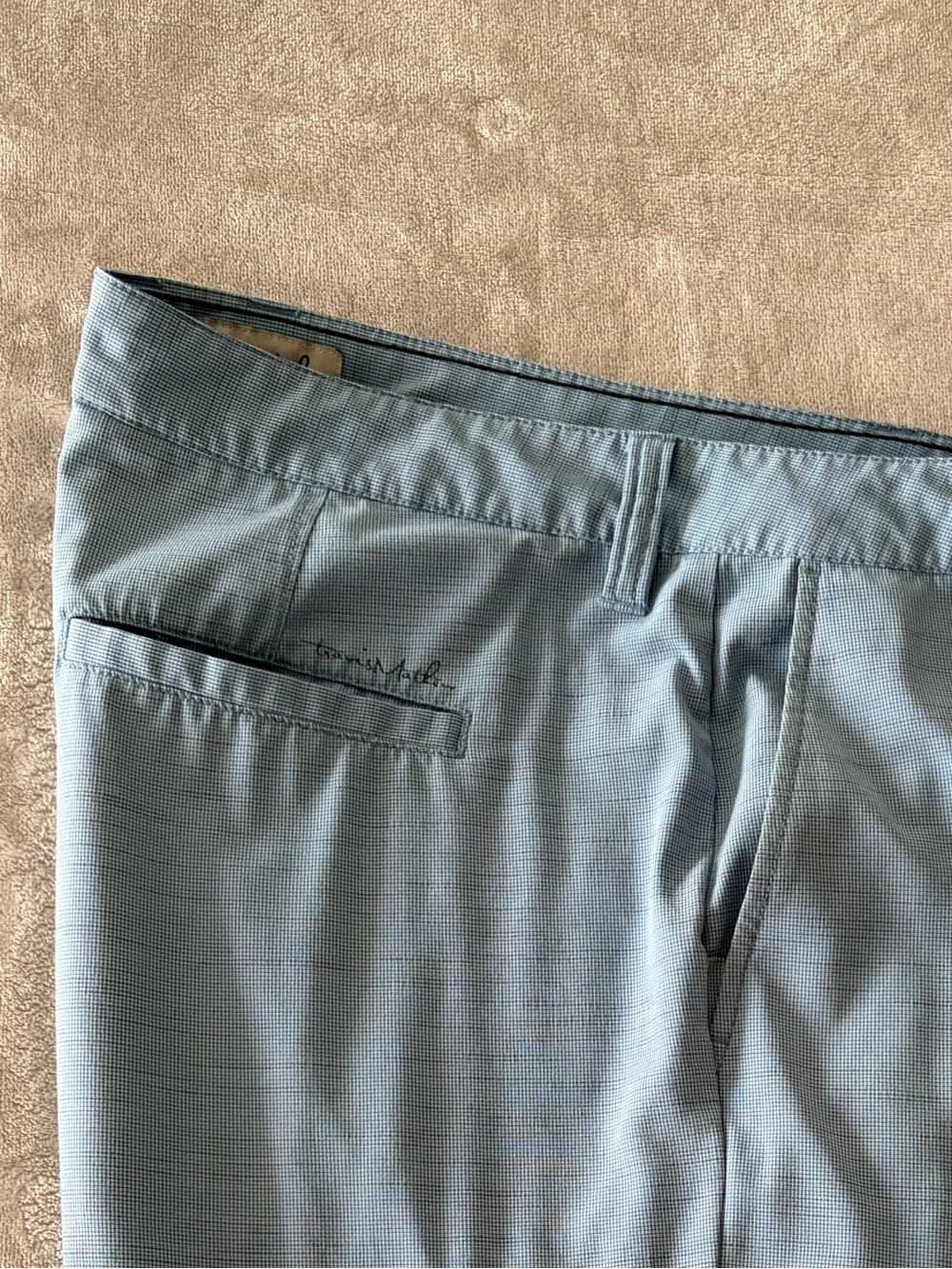 Travis Mathew Light Blue Micro-Check Flat Front Shorts - Picture 8 of 11